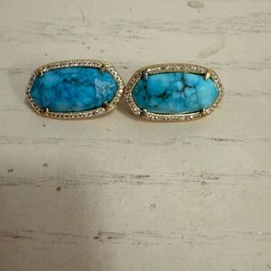 Kendra Scott Turquoise Stone Earrings with Gold Accents